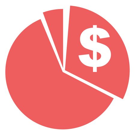 Vector Illustration of Pie Chart Dollar Icon in Pink
