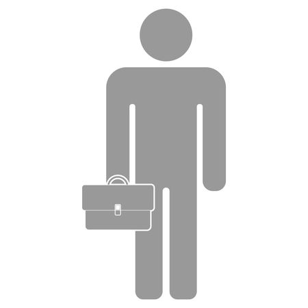 Grey Vector Illustration of businessman icon holding briefcase
