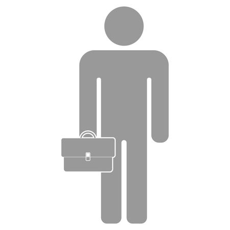 Grey Vector Illustration of businessman icon holding briefcase