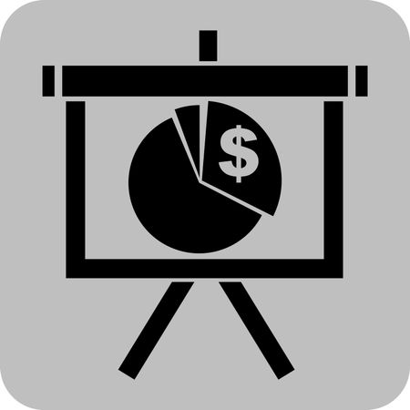 Vector Illustration of Pie Chart Presentation Dollar Icon in Black
