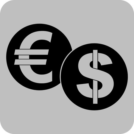 Vector Illustration of Euro & Dollar Icon in Black