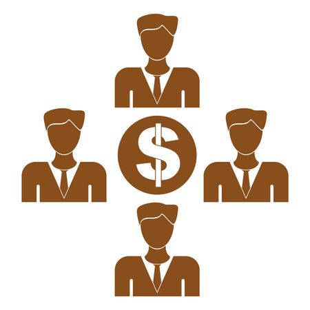 Vector Illustration of Business Teamwork And Money Icon in Brown