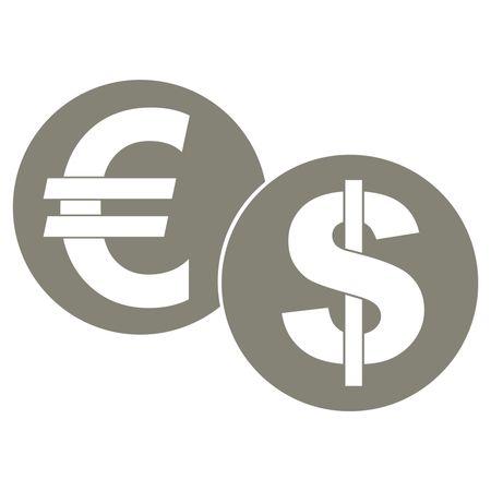 Vector Illustration of Euro and Dollar Icon in Gray