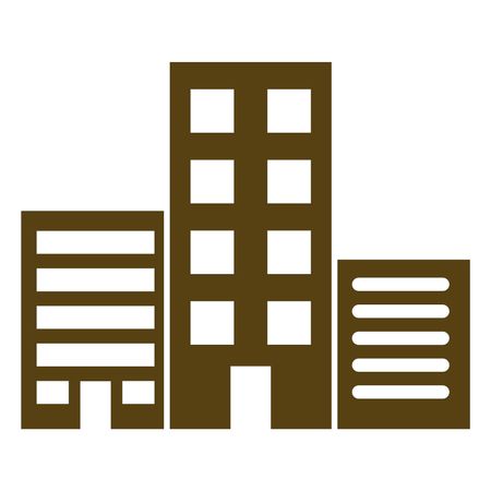 Vector Illustration of Multistory Commercial Building Icon in Brown