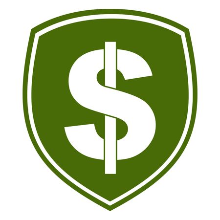 Vector Illustration of Dollar Shield Icon in green