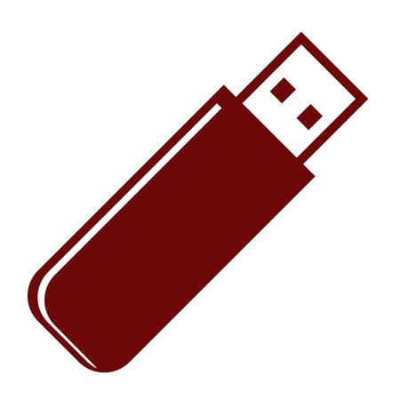 Vector Illustration of Pen Drive Icon in Maroon
