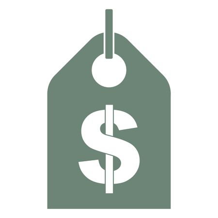 Vector Illustration of Green Tag with Dollar Sign in White Icon
