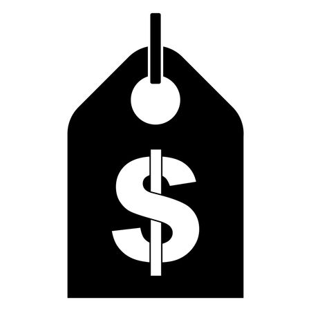 Vector Illustration of Black Tag with Dollar Sign in White Icon

