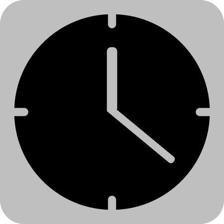 Vector Illustration of Clock in Flat Style Icon in Black
