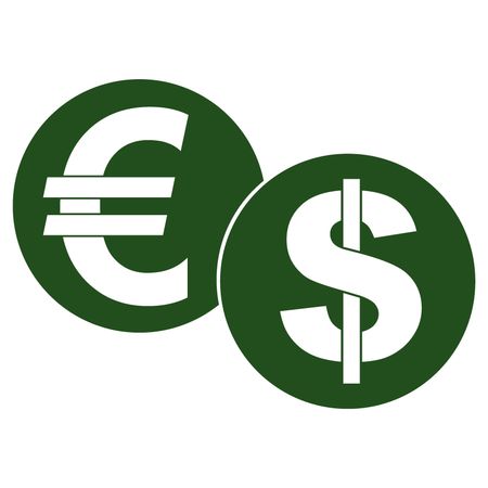 Vector Illustration of Euro Dollar Currency Icon in green
