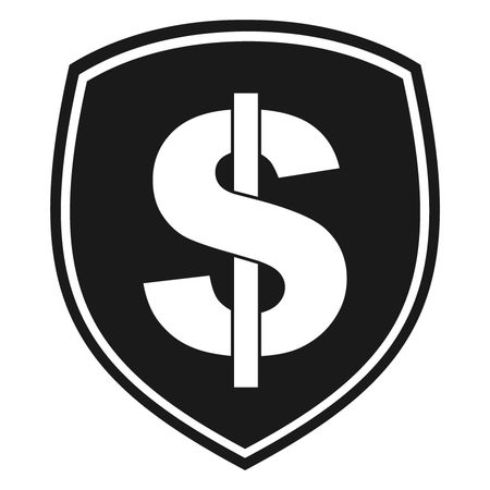 Vector Illustration of Shield with Dollar Icon in Black
