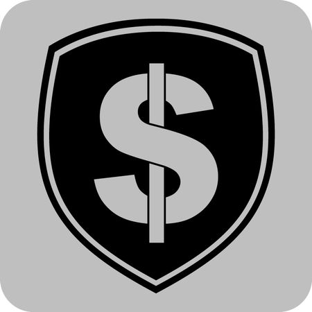 Vector Illustration of Shield with Dollar Icon in Black
