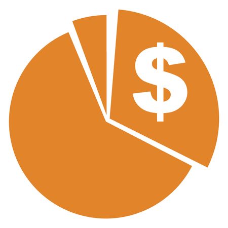 Vector Illustration of Pie Chart Dollar Icon Orange
