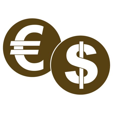 Vector Illustration of Euro and Dollar in brown