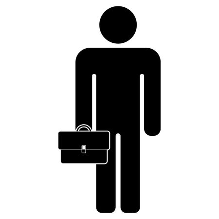 Vector Illustration of Business Man with Briefcase Icon in Black
