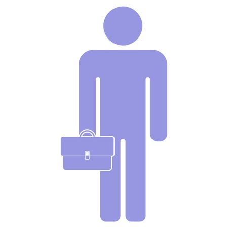 Vector Illustration of Business Man holding Briefcase Icon in violet
