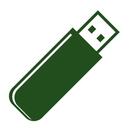 Green USB flash drive vector icon
