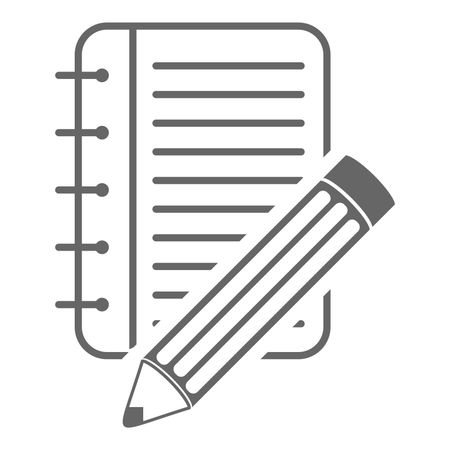 Vector Illustration of Notepad & Pencil Icon in Grey
