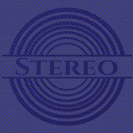 Stereo Badge with Denim Background Icon
