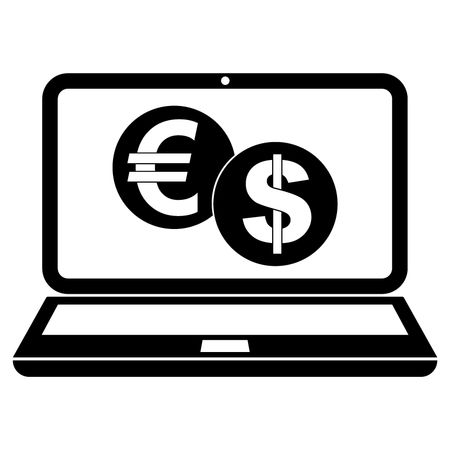 Vector Illustration of Euro & Dollar In Lap Icon
