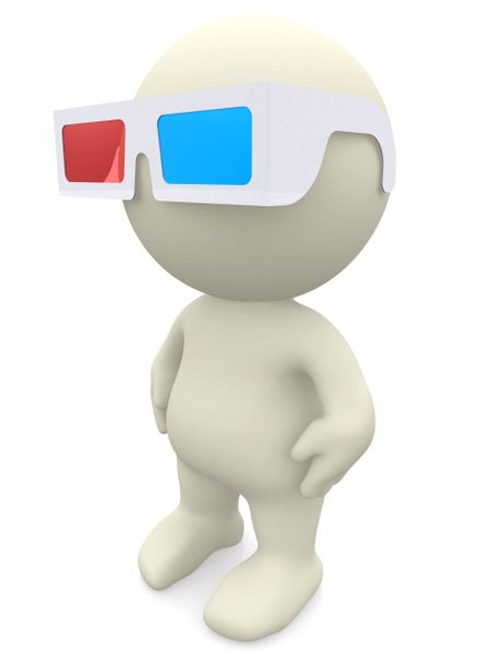 Guy with 3D glasses  - isolated over a white background
