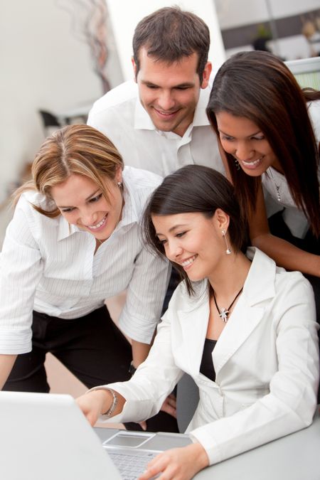 Business group working with laptop at the office