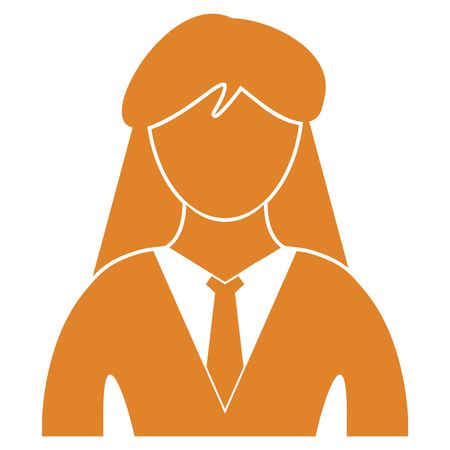 Orange Vector Illustration of a professional working woman icon
