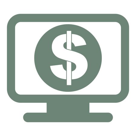 Vector Illustration of Monitor with Dollar in Green Icon
