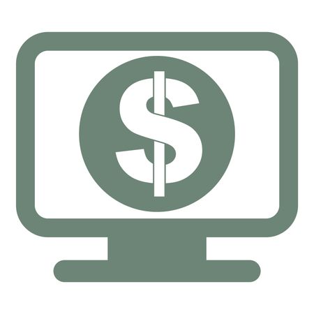 Vector Illustration of Monitor with Dollar in Green Icon