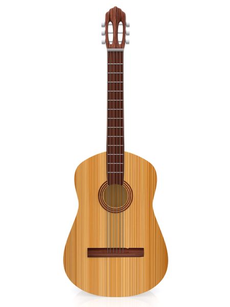 3D classic wooden guitar isolated over a white background