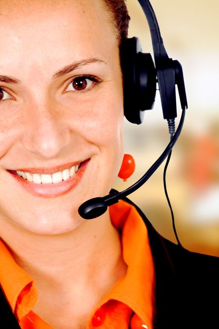 customer service girl smiling in an office environment