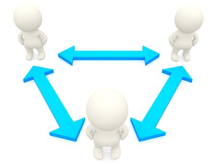 3D people networking isolated over a white background