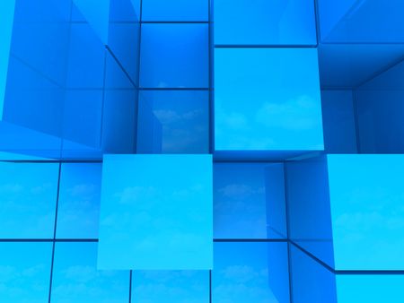 Sky blue cubes background - top view