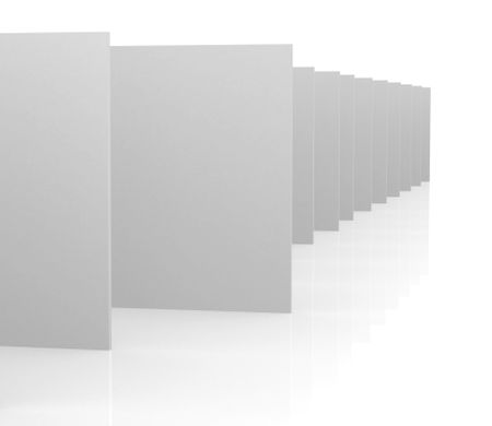 White squares in line isolated over a white background