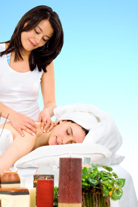 beauty and spa girl giving a massage