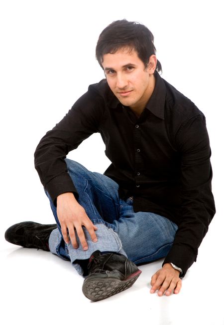 casual man portrait smiling - isolated over a white background