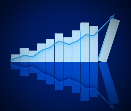 3d business chart isolated over a blue background