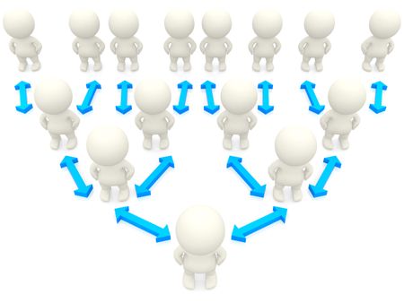 3D people on hierarchy pyramid over a white background