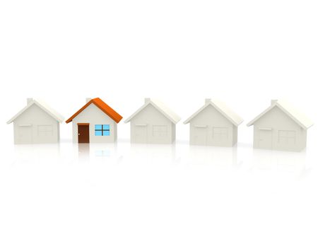 House standing out of crowd isolates over a white background