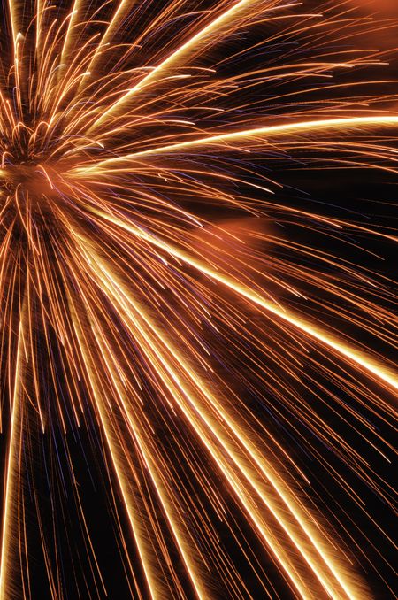 Spectacular off-center burst of multicolored fireworks