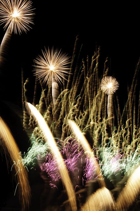 Variety of low-altitude fireworks effects