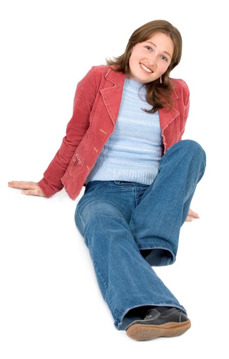 caucasian casual woman portrait isolated over a white background