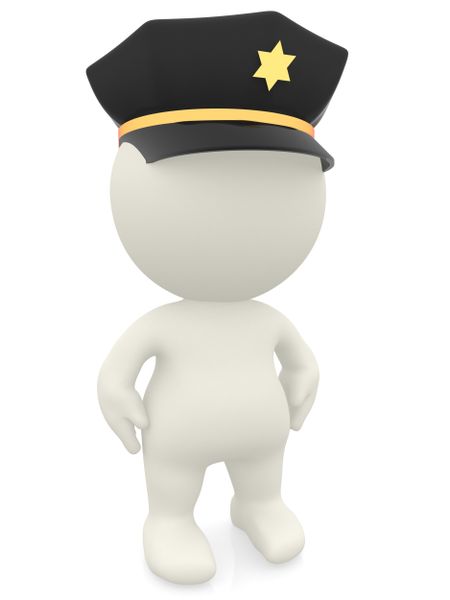 3D police officer - isolated over a white background