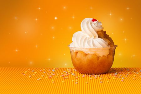 Close up of a delicious colorful baked sugar cake with star background 