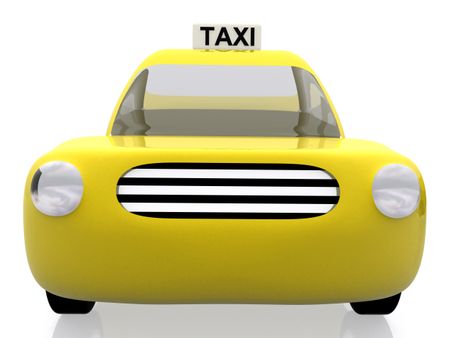 3D yellow taxi - isolated over a white background