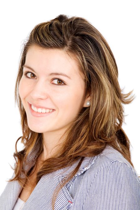 Casual girl portrait over a white background