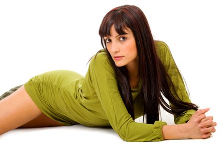 fashion-girl-portrait-green-floor-isolated-5958796 fashion girl portrait in green on the floor isolated over a white background