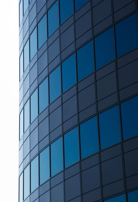 Close-up of curved office building