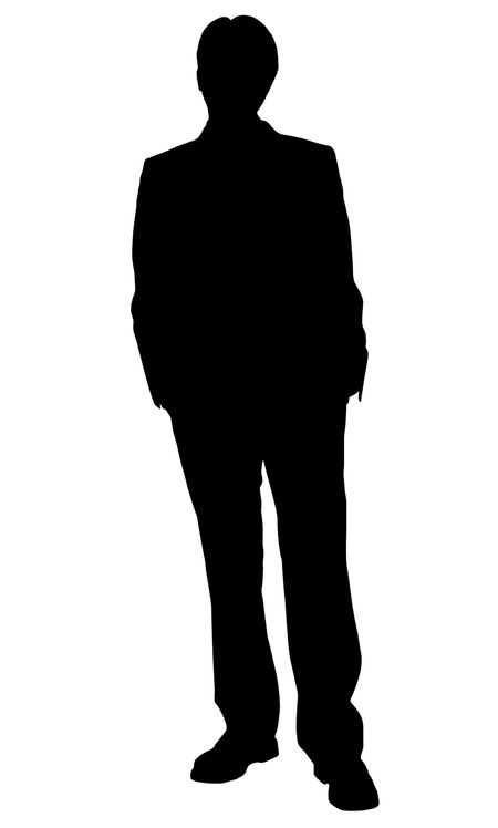 Business man standing silhouette in black and white