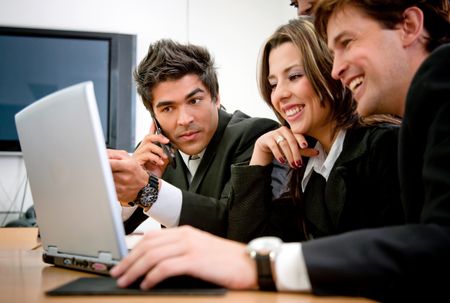 Business group working with laptop at the office